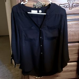 New York & Company Black Dressy Shirt Sz. M
